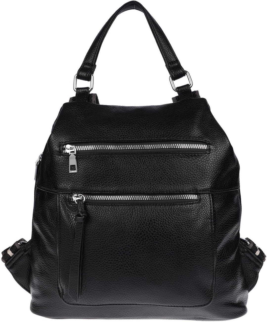 Christian Wippermann grosser Damen City Rucksack Tasche Body Bag Leder Optik Schultertasche Schwarz,