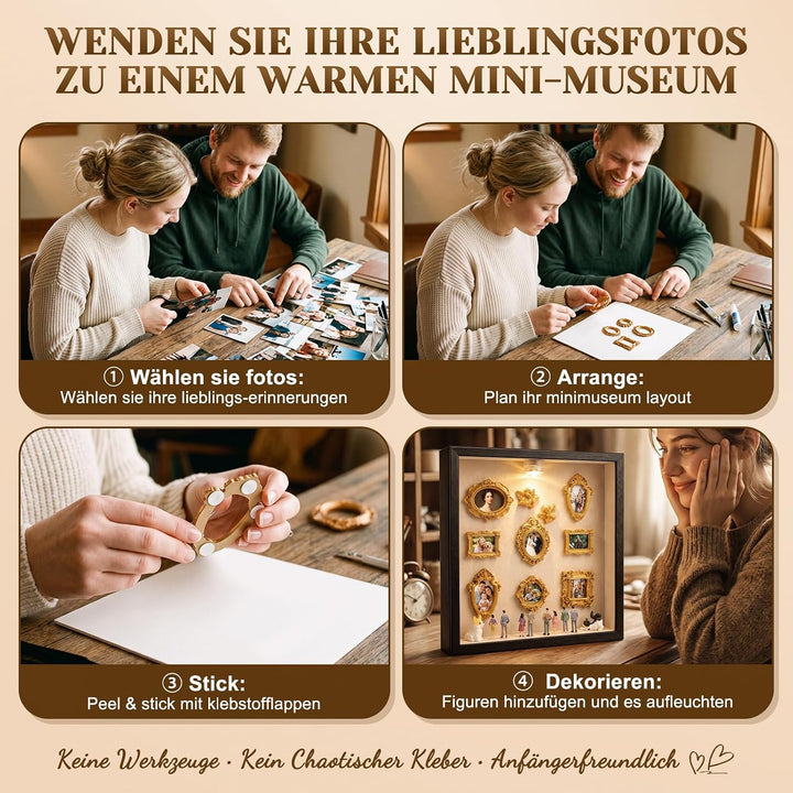 Mini Bilderrahmen Vintage Miniatur Menschen Museum, DIY Museum Silhouette | Remote control of lighti