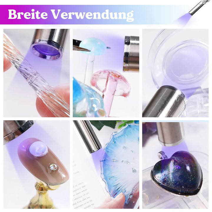 LET'S RESIN UV Resin Set mit UV Lampe, 30g UV Kleber mit lampe, Kleben & Aushärten in Sekunden, Schm