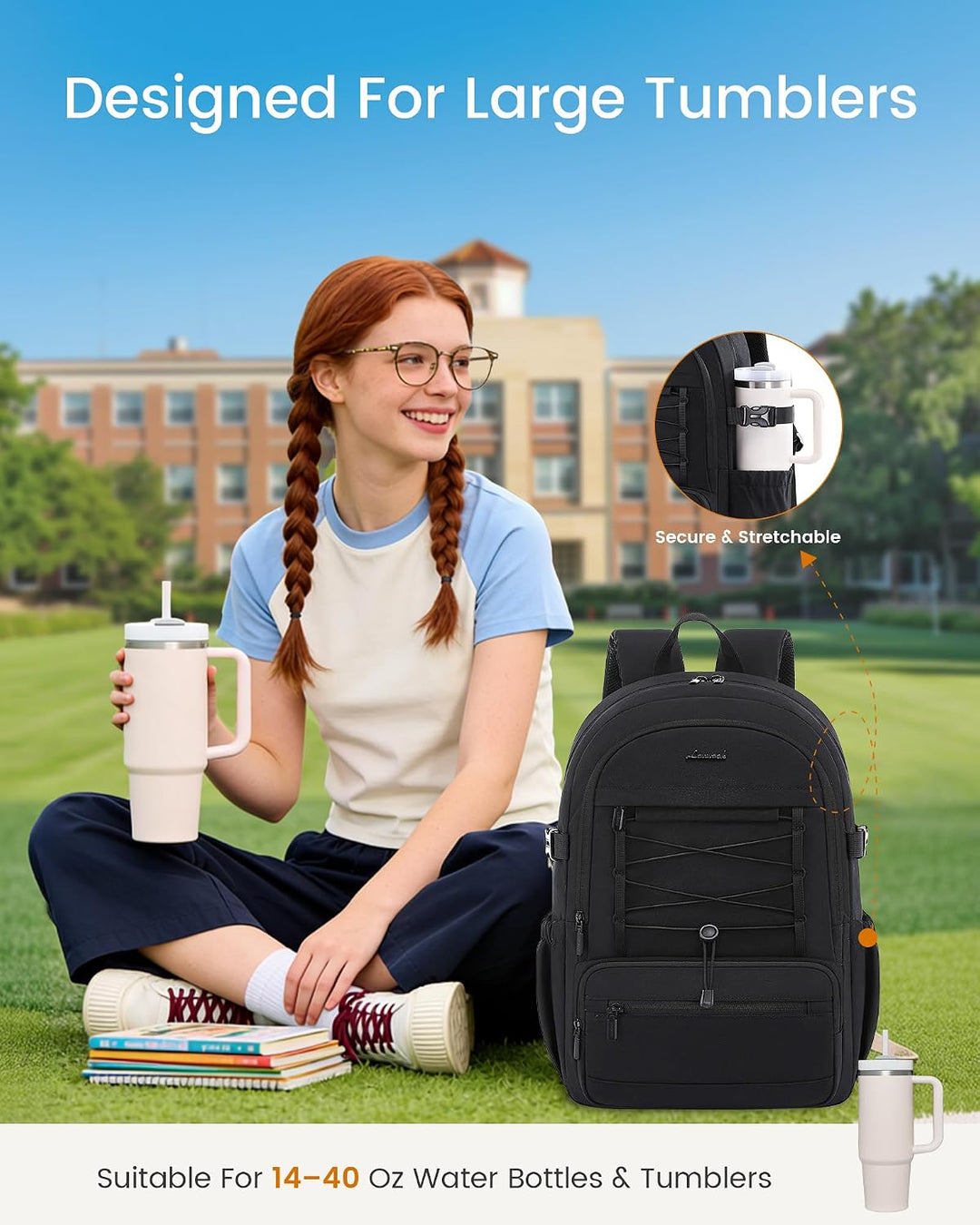 LOVEVOOK Laptop Rucksack Damen, 17,3 Zoll Schulrucksack Teenager Mädchen Schultasche Wasserdicht Tra