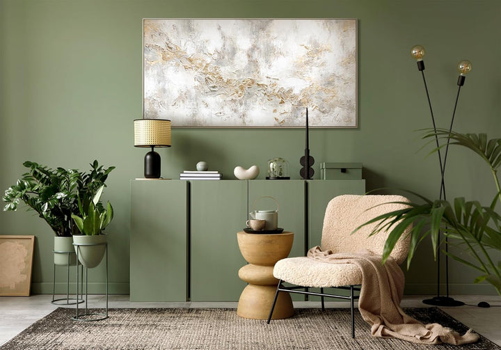 YS-Art Luxus Abstrakt Acryl Gemälde auf Leinwand Geschichte handgemalt Wandbilder Wohnzimmer modern