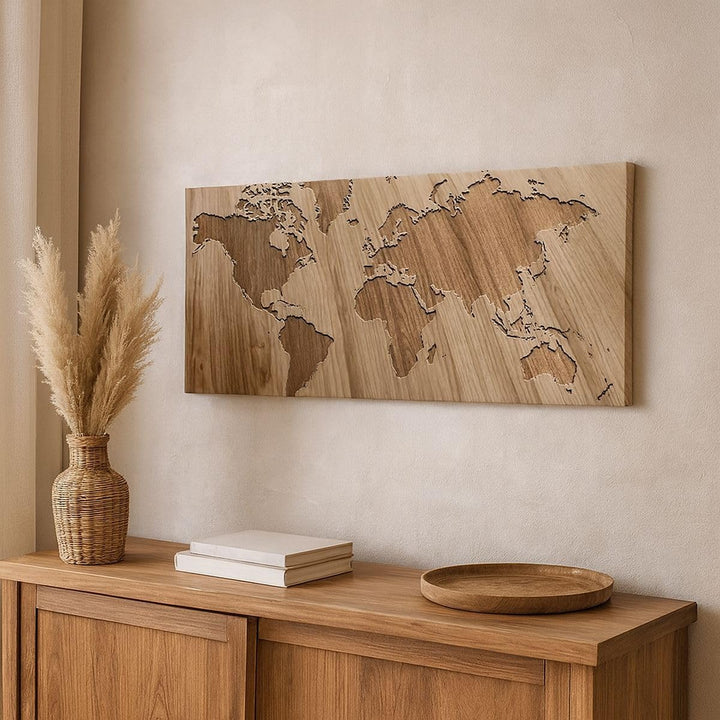 Wandbilder Dekoration Wohnzimmer Geographie Globus Karte Panorama Bilder auf Leinwand 120x50cm Leinw