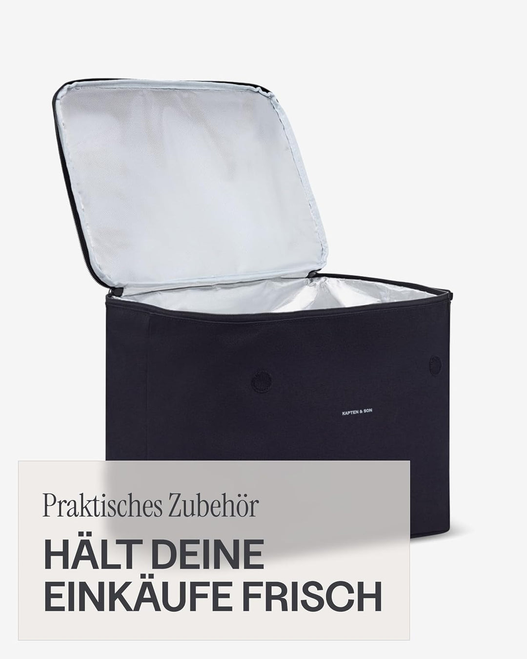 Kapten & Son Vaasa Cooling Inlay Large Schwarz | 25L Thermotasche aus recyceltem PET für Shopping Ba