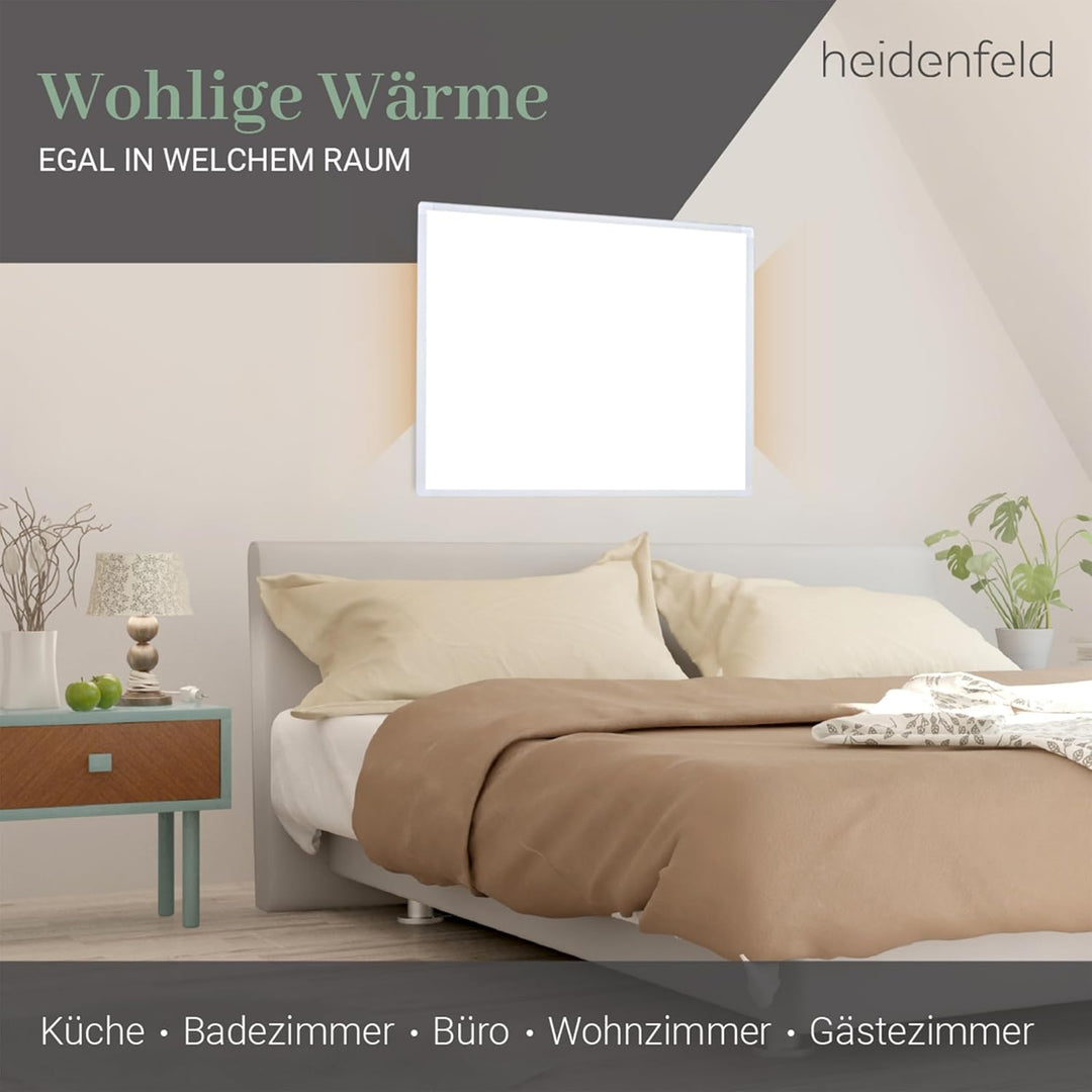 Heidenfeld Infrarotheizung HF-HP100 / 100-1 / 106 / 110 / 130 / Weiss - 300 - 1200 Watt - inkl. Ther