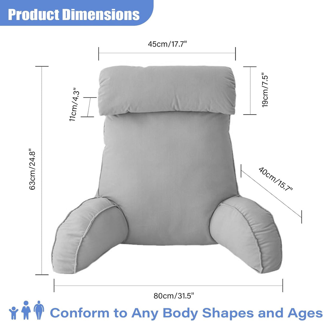 Lesekissen für Bett und Sofa mit Abnehmbarer Nackenrolle - Rückenkissen Bett - Reading Pillow aus Me