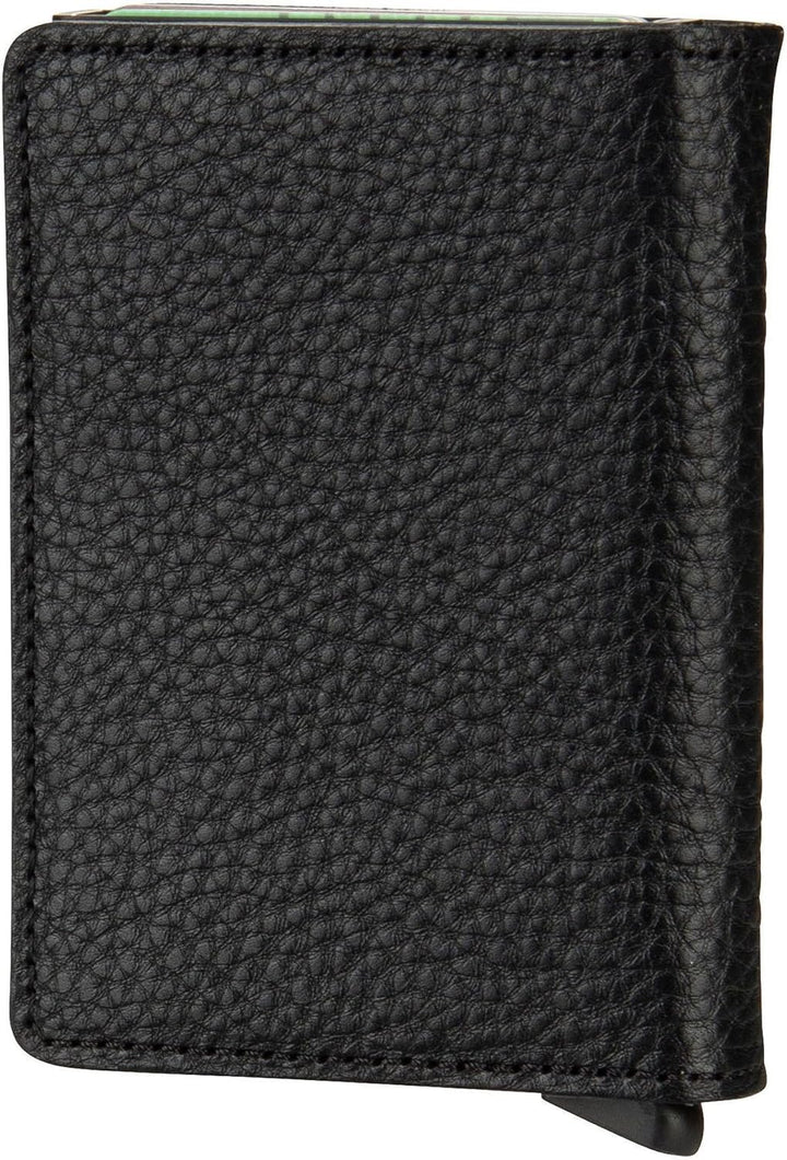 Secrid Slimwallet Kartenetui Black-Black aus Leder für 4 Karten mit oder 6 Karten ohne Prägung, Mass