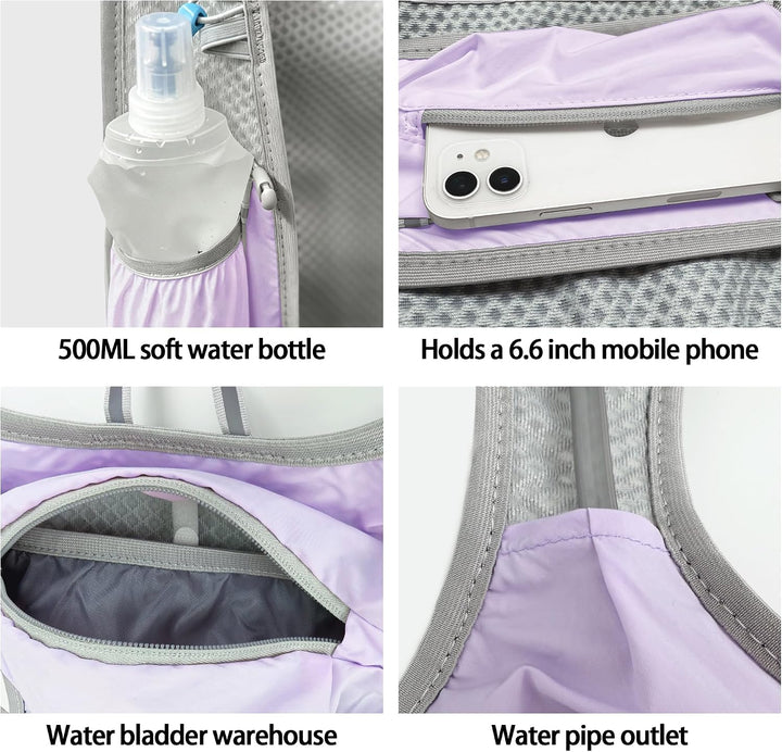DNFUN Laufweste Damen Herren,verstellbare Trinkweste mit 1.5L Trinkflasche,5L Running Vest Trinkruck