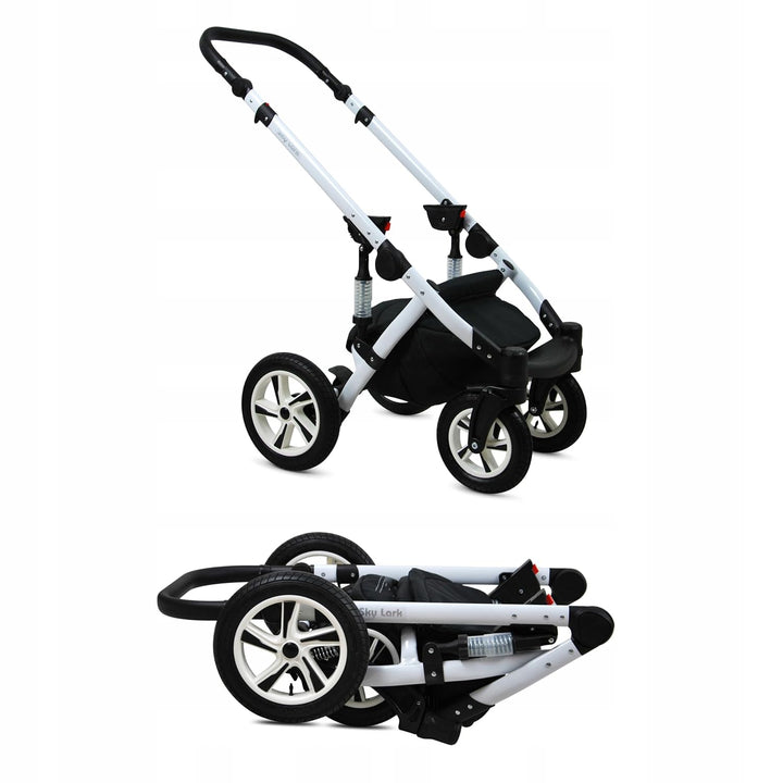 BabyLux® Kinderwagen Set 3 in 1 - Sky Lark - incl. Babywanne, Buggy Sportsitz, Auto-Babyschale - Aut
