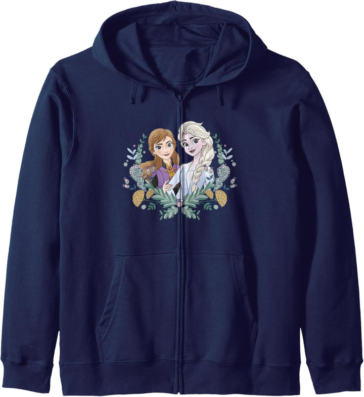 Disney Frozen Anna & Elsa Sisters Floral Portrait Kapuzenjacke