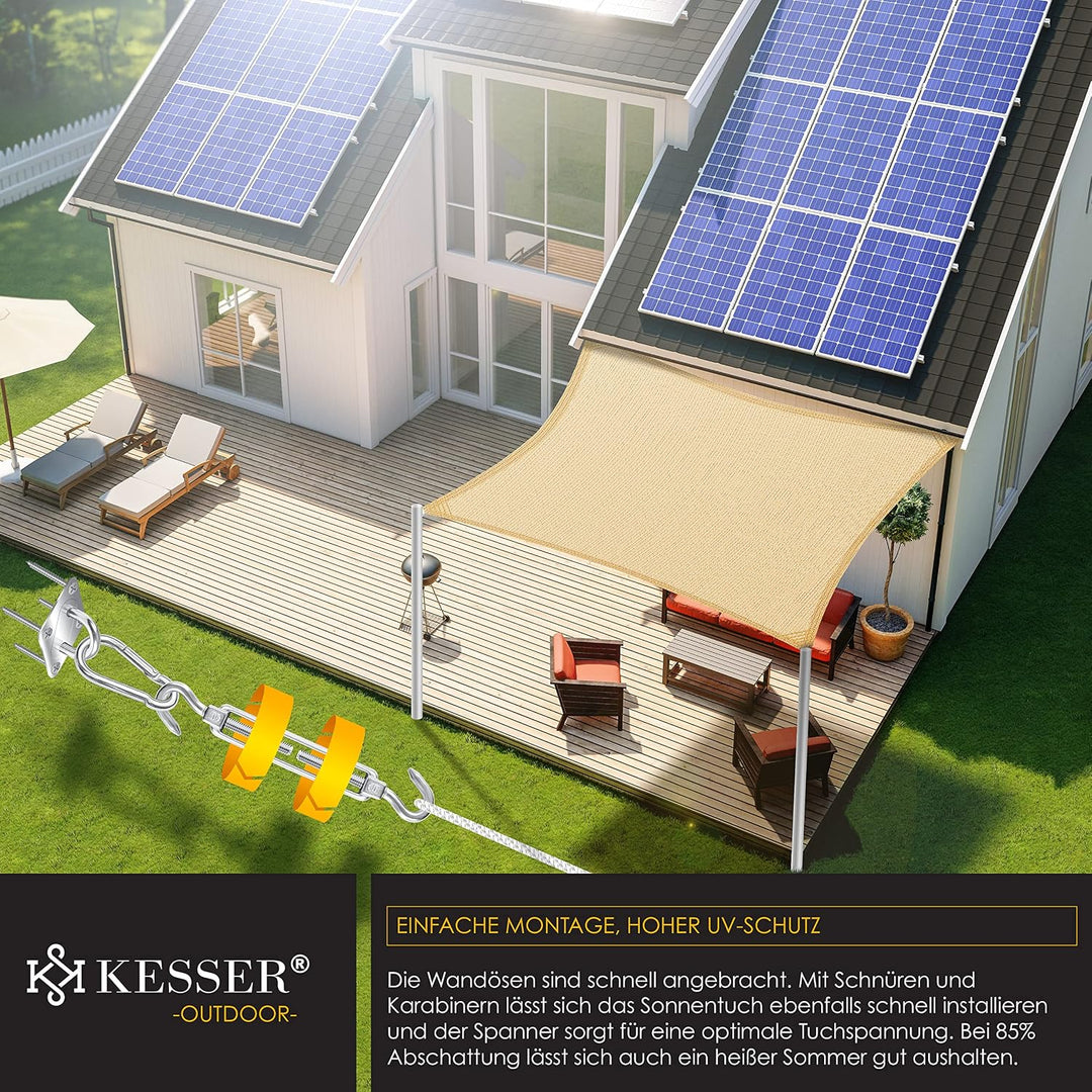 KESSER® Sonnensegel Sonnenschutz Windschutz | HDPE Gewebe | wasserabweisend &amp; windabweisend | Quadra