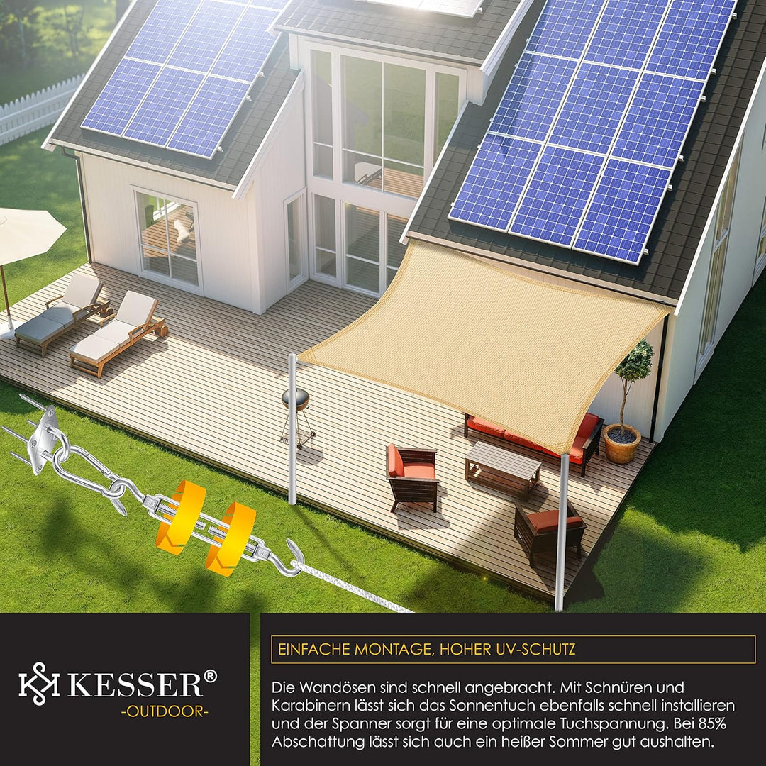 KESSER® Sonnensegel Sonnenschutz Windschutz | HDPE Gewebe | wasserabweisend & windabweisend | Rechte