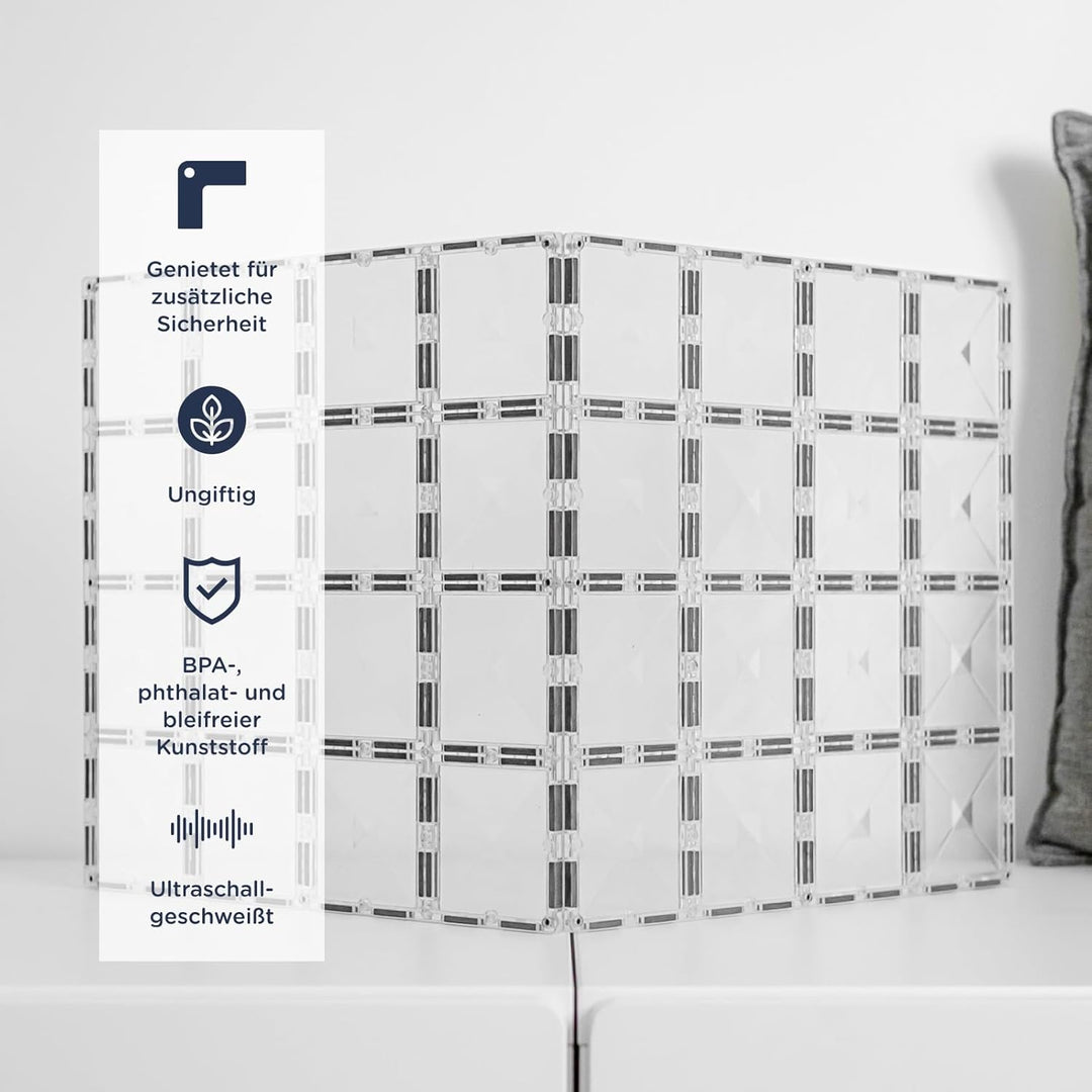 CONNETIX Magnetische Fliesen Klar Grundplatten-Pack, 2 Stück