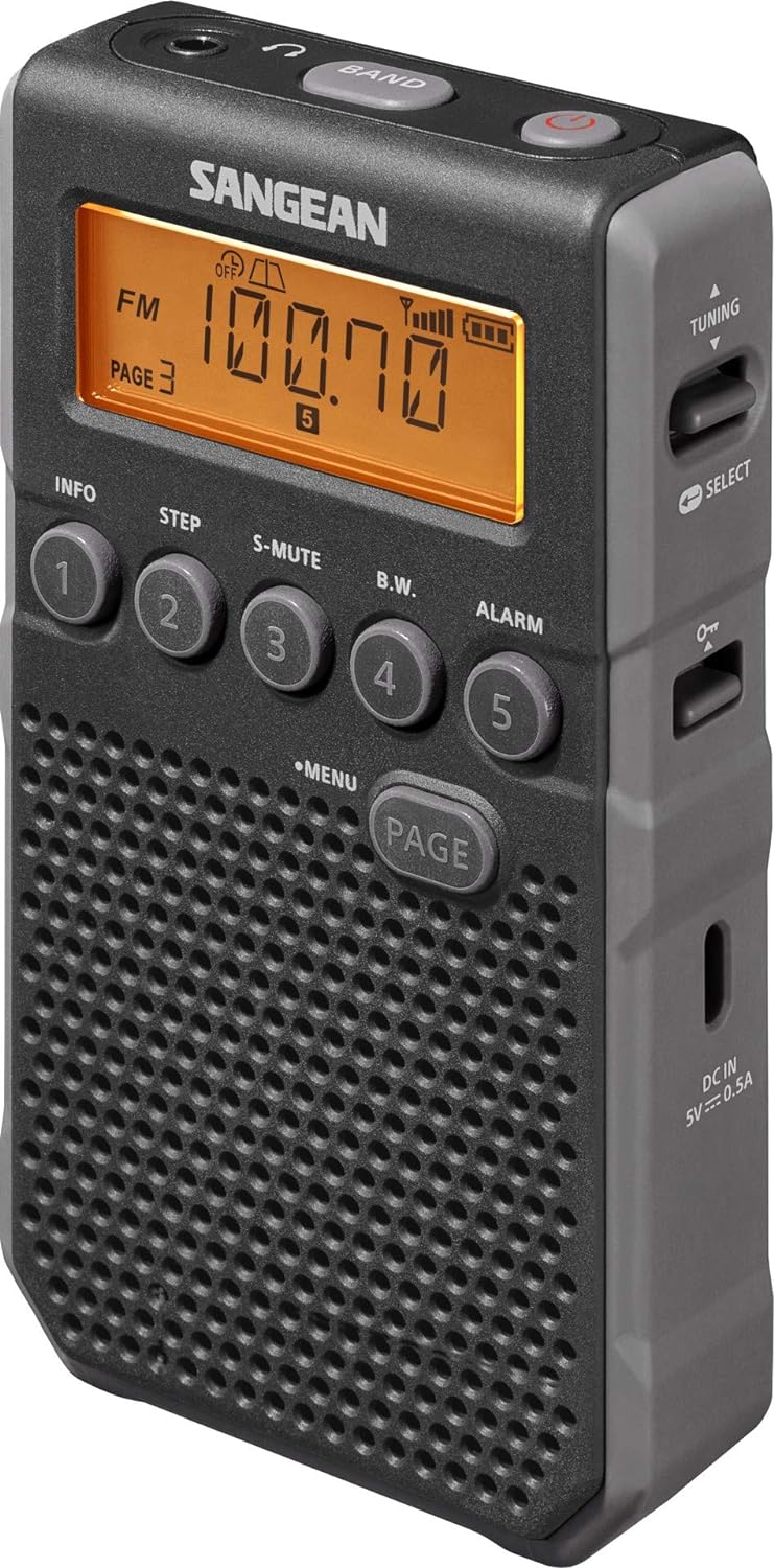 Sangean DT-800 Pocketradio, Taschenradio, Mini-Taschenradio -Schwarz, Schwarz