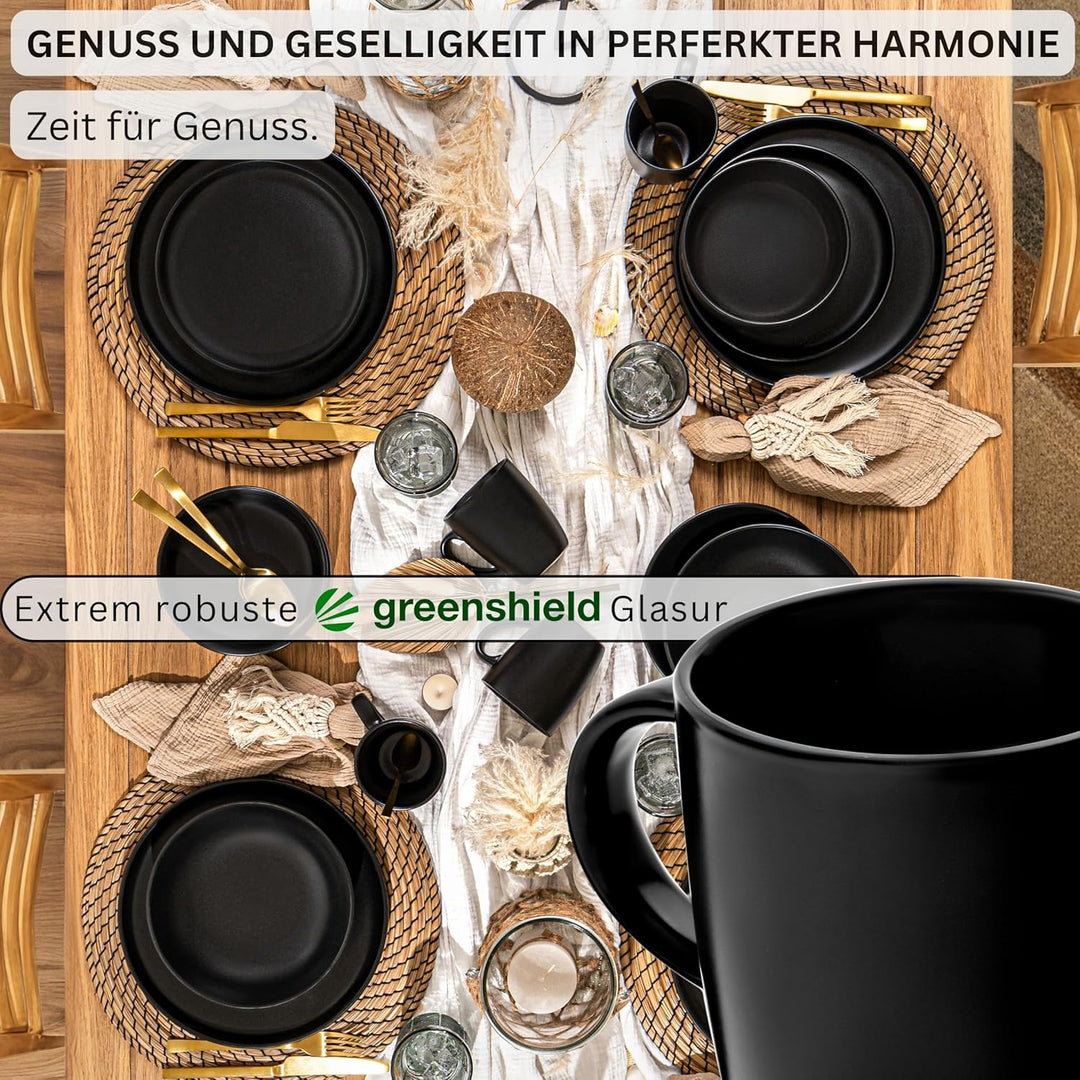 SÄNGER Madeira | Kaffeebecher 6 Personen, Steingut Kaffeetassen Set 6er, Tassen Set Teetasse Set spü