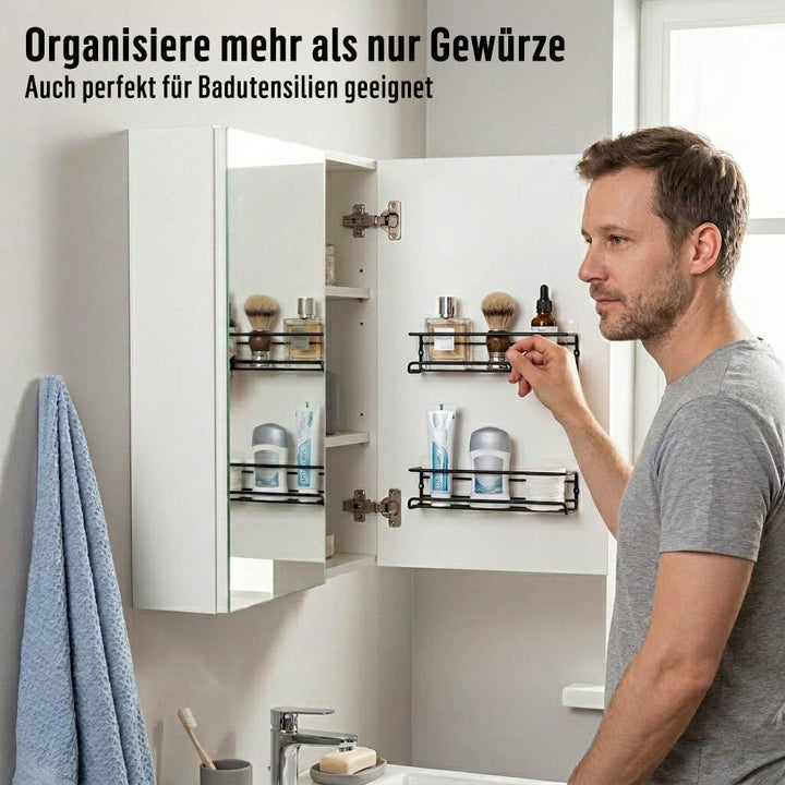 Deco haus® Gewürzregal Wand ohne Bohren - Gewürzregal Hängend 4er Set - Gewürzregale Ohne Bohren Sch