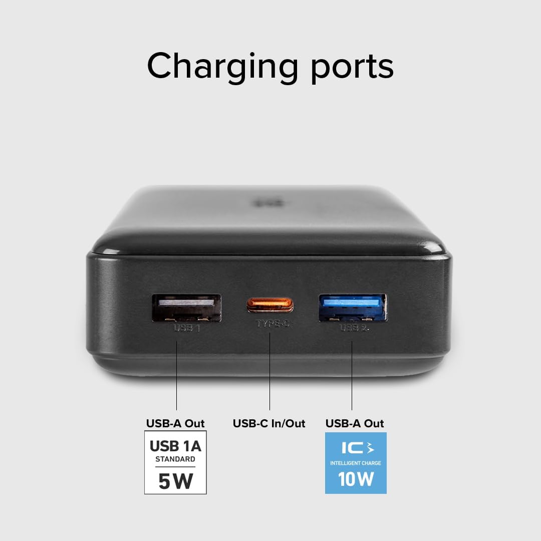 SBS Power Bank Ladegerät 20000 mAh, 1 x 10W USB-A Port und 1 x 5W, 1 x 10W USB-C, schlank, leicht, l