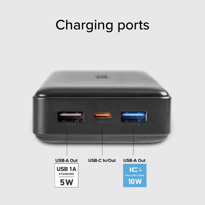 SBS Power Bank Ladegerät 20000 mAh, 1 x 10W USB-A Port und 1 x 5W, 1 x 10W USB-C, schlank, leicht, l