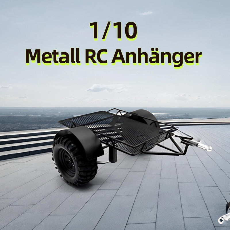 Ezweiji RC Anhänger,1/10 Metall RC Anhänger zum Ziehen Hinter dem Auto, Heavy Duty Anhänger LKW Meta