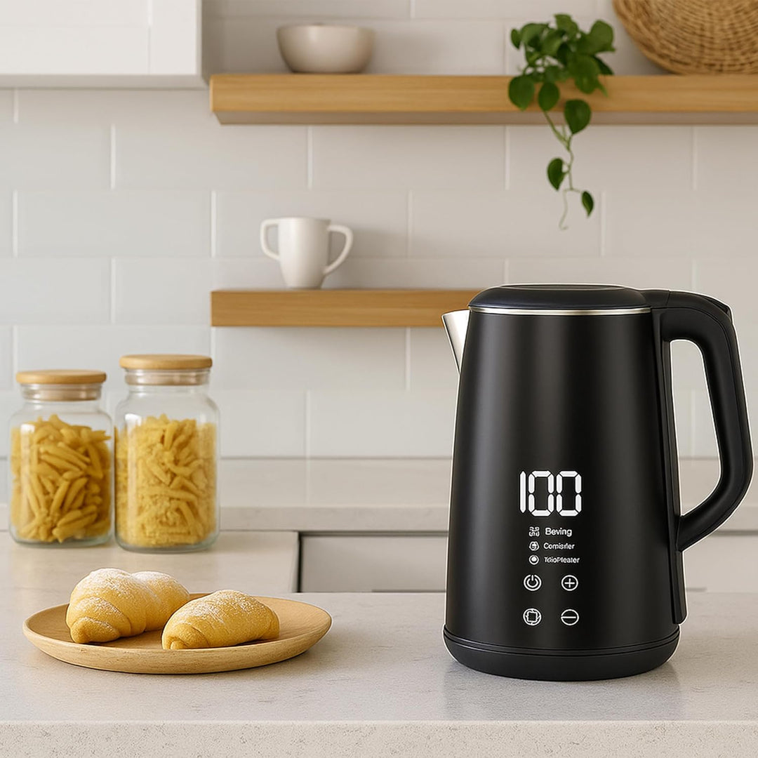 Retoo Elektrischer Wasserkocher 1,6L LED Beleuchtung 1500W Schnellaufheizung Edelstahl, BPA Frei, Te