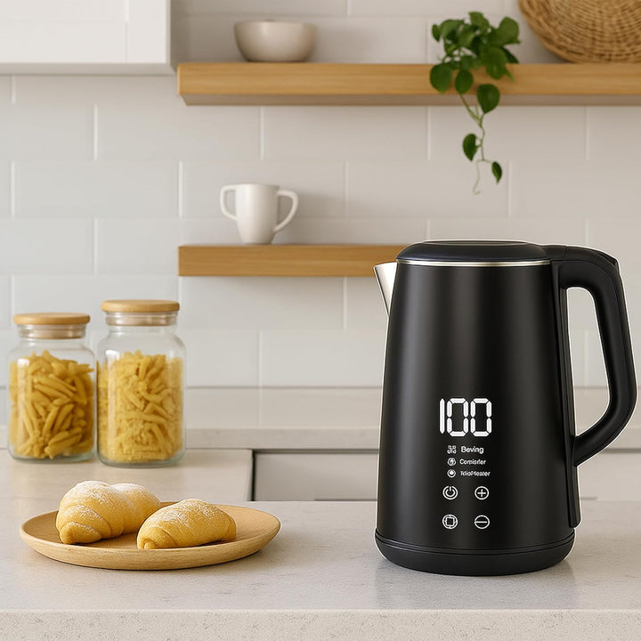 Retoo Elektrischer Wasserkocher 1,6L LED Beleuchtung 1500W Schnellaufheizung Edelstahl, BPA Frei, Te