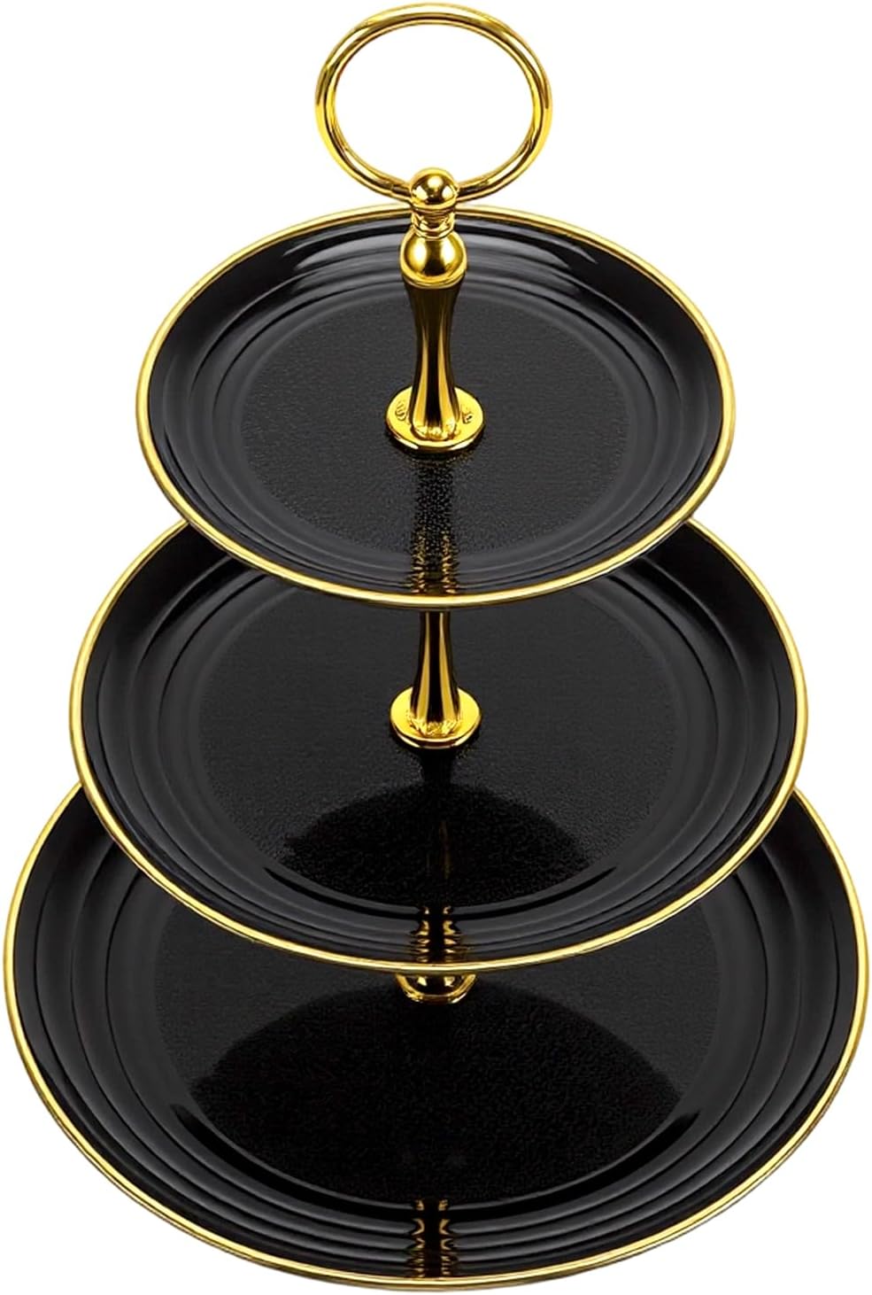 3 Stück 3-stöckiger Cupcake Ständer, Rund Etagere 3 Etagen Kuchenständer Schwarz aus Kunststoff, Des