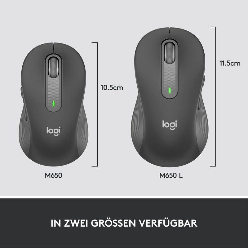 Logitech Signature M650 Kabellose Maus - für kleine bis mittelgrosse Hände, 2-Jahres-Batterie, Leise