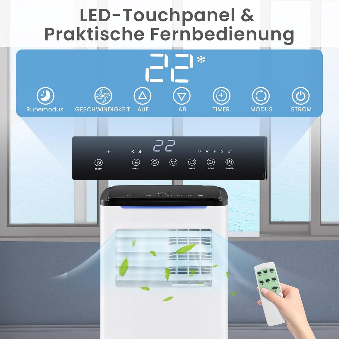 COSTWAY 9000 BTU mobile Klimaanlage mit Abluftschlauch, 4 in 1 Klimagerät mit Kühlen, Ventilator, He