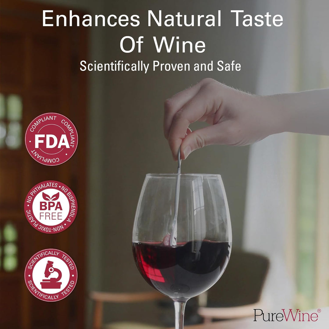 PureWine Weinfilter „The Wand“ mit Weinglas-Anhänger | Entfernt Histamine & Sulfite – weniger Kopfsc