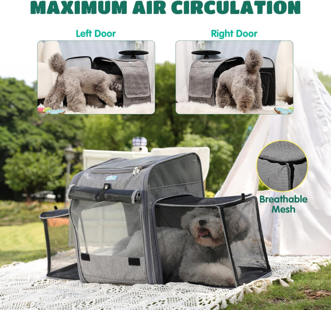 Nobleza - Erweiterbar Hunderucksack für Katzen und Kleine Hunde，Haustier Rucksack mit Netzfenster, T