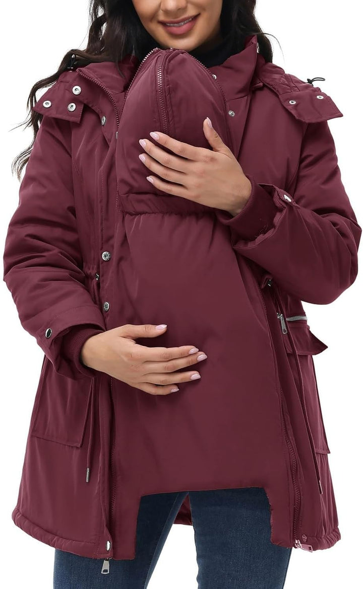 Generisch 3 In 1 Umstandsjacke Tragejacke mit Babyeinsatz Wintermantel Trageeinsatz Jacke Jackenerwe
