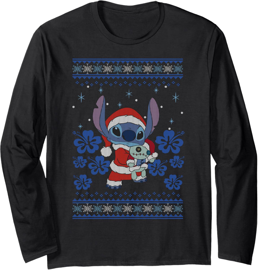 Disney Lilo & Stitch Weihnachten Stitch Ugly Sweater Style Langarmshirt