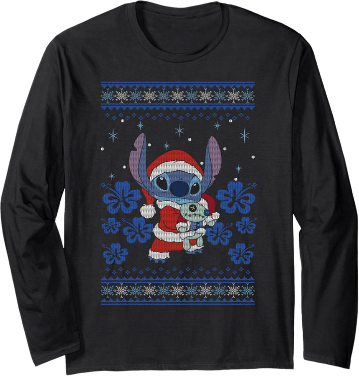 Disney Lilo & Stitch Weihnachten Stitch Ugly Sweater Style Langarmshirt