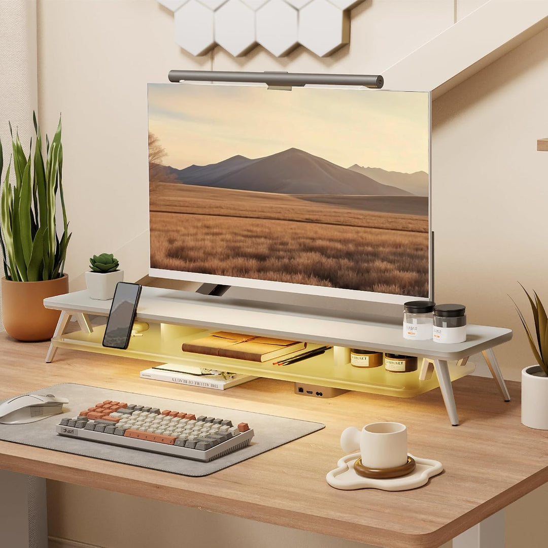 Fenge Monitorständer Riser mit Acrylablage und App-Steuerung LED Lights 108cm Grosser Computerstände