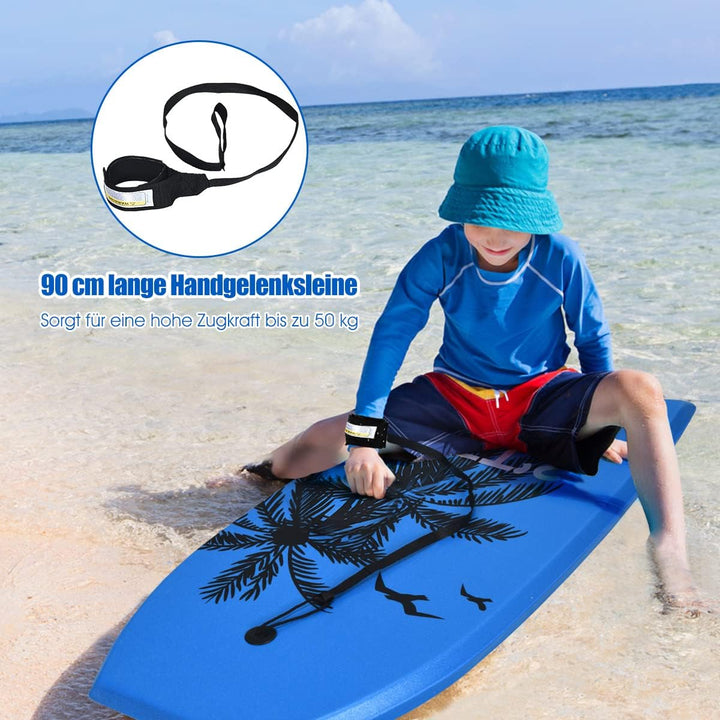 DREAMADE Bodyboard mit 90 cm Sicherheitsleine, bis zu 85kg belastbar, Surfbrett aus XPE & HDPE &EPS,