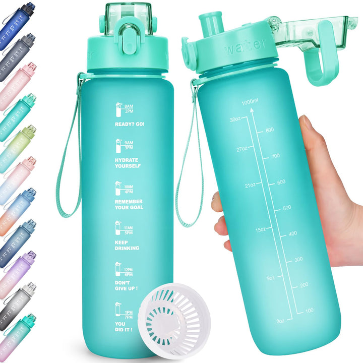 AOHAN Trinkflasche, 1l Wasserflasche BPA-Frei, Trinkflasche Sport Auslaufsicher, Sportflasche mit Ze