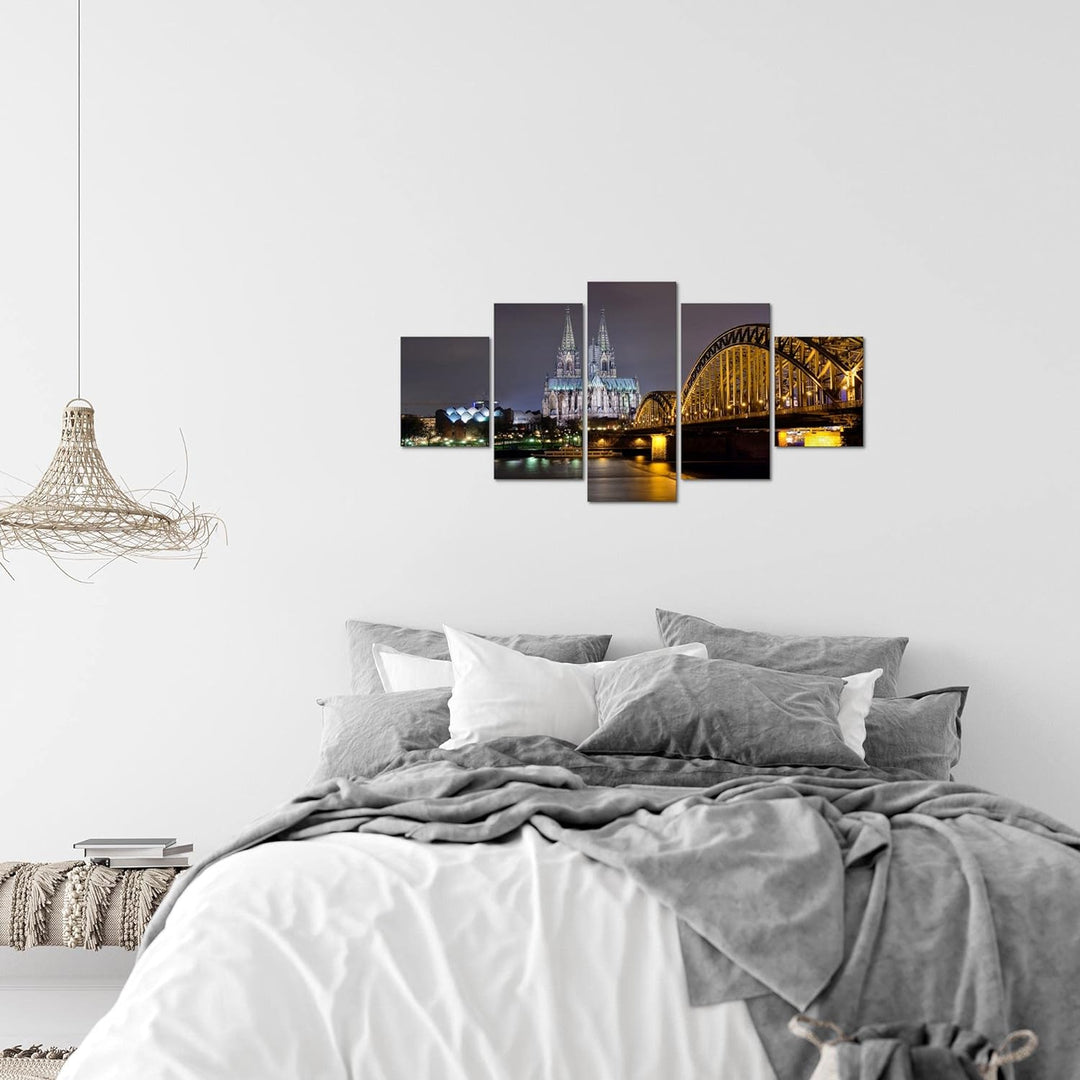 Runa Art Wandbilder Köln 5 Teilig Bild auf Vlies Leinwand Deko Wohnzimmer Schlafzimmer Stadt Skyline