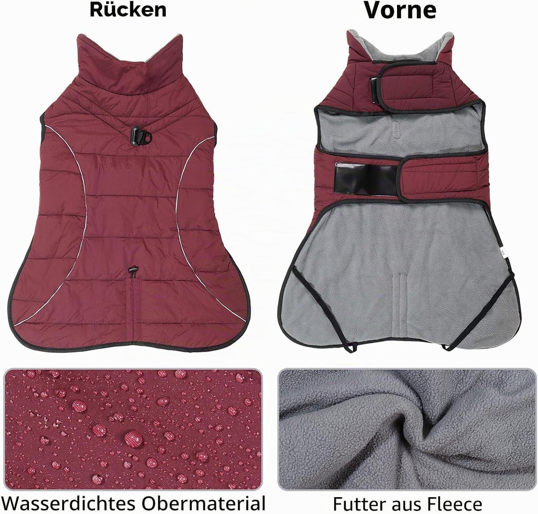 HEYWEAN Mantel Hund Wasserdicht Hundemantel Warm Winter Hundejacke Fleece Hunde Pullover Wintermante