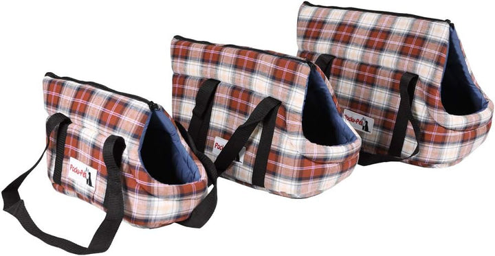 Hundetragetasche Grösse S rot kariert Transporttasche für Hunde und Katzen Hundetasche Polyester str