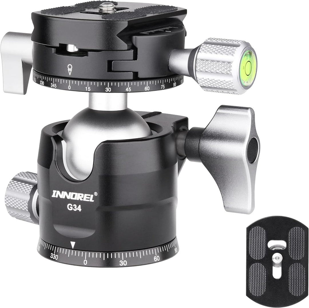 INNOREL G34 Low Profile Stativ-Kugelkopf Doppelter Panorama-Metall-Kamerastativ-Kugelkopf mit 1/4" A
