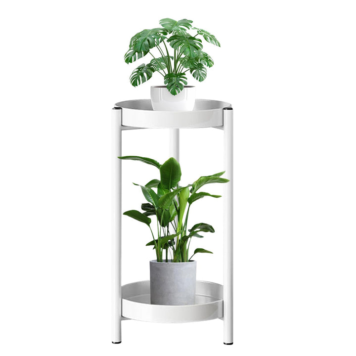 Pflanzenständer für drinnen und draussen, 2 Etagen Metall Blumentopfhalter, 60 cm Hoch, Rostfrei Blu