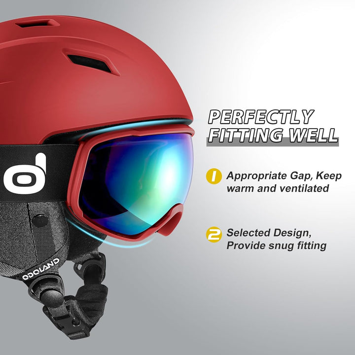 Odoland Skihelm Kit mit Ski Skibrille, Snowboard Helm für Männer Frauen Teenager Kinder, Verstellbar