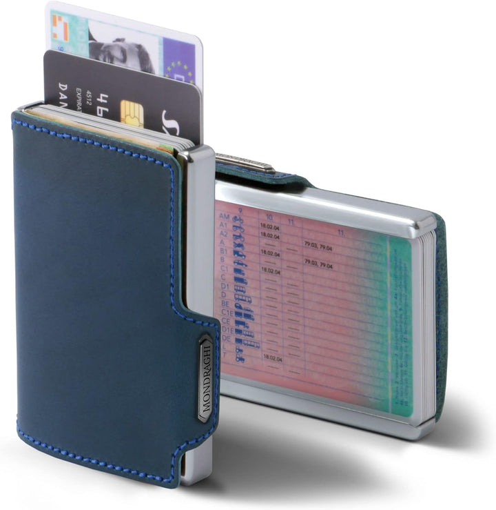 Mondraghi® Mini-Wallet. Ultraleichte Geldbörse mit Narbenleder. Kleiner Geldbeutel mit RFID-Schutz-C