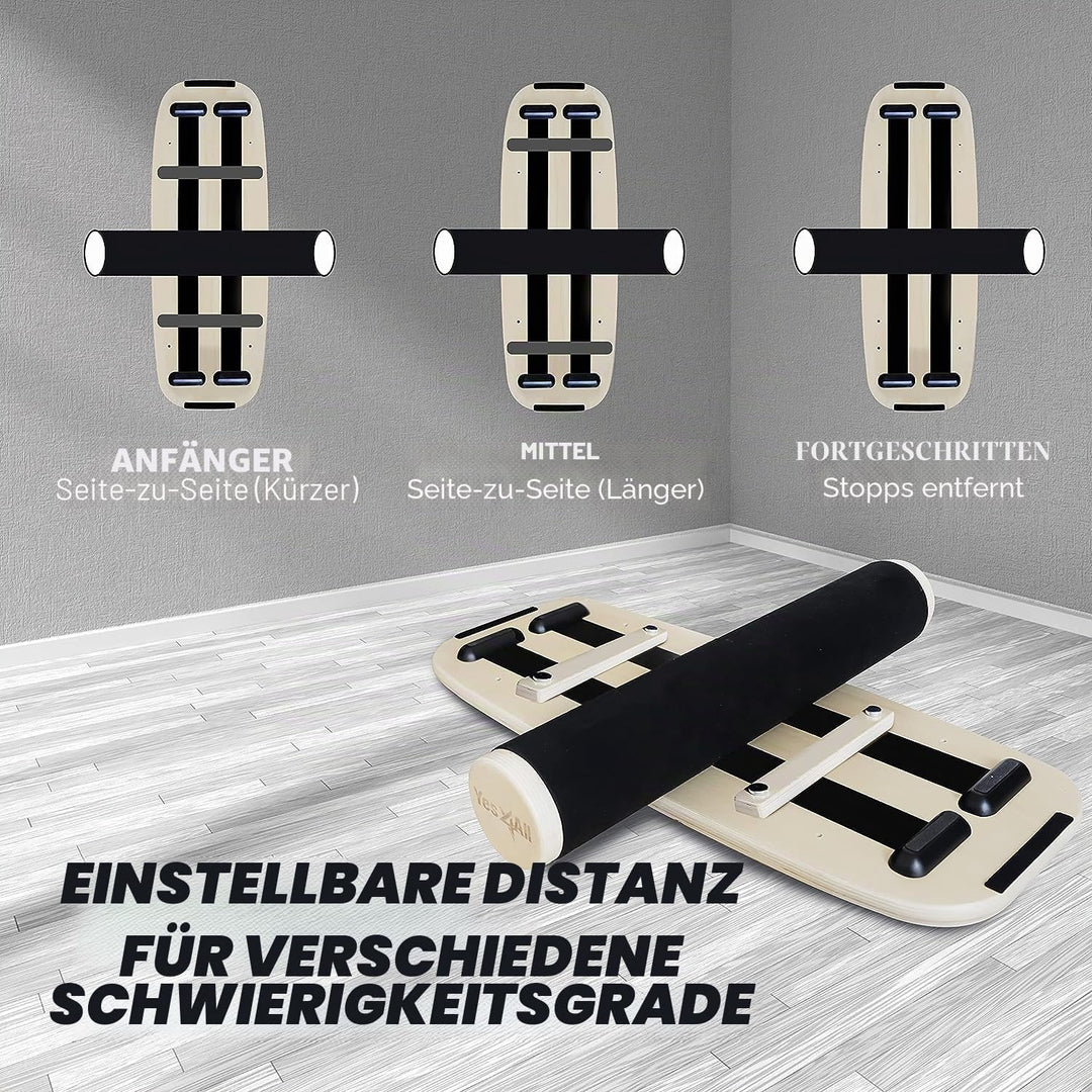 Yes4All Indoorboard aus Holz, Surf Balance Board mit glatter Oberfläche und Rolle für alle Trainings