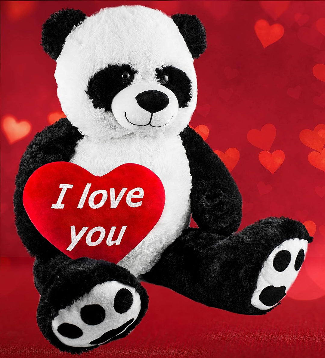 BRUBAKER XXL Panda 100 cm gross mit einem I Love You Herz Stofftier Plüschtier Kuscheltier Teddybär