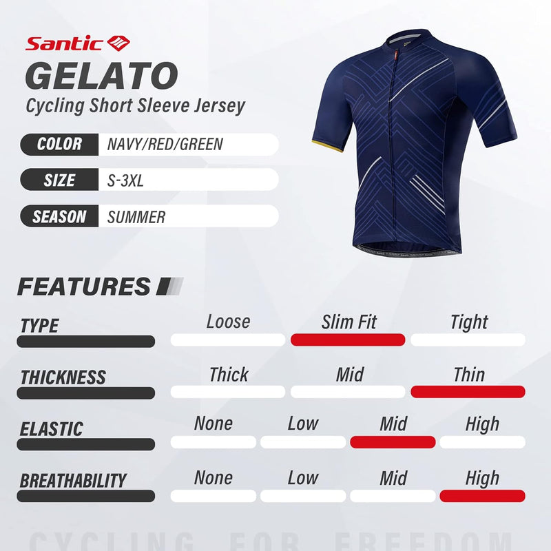 Santic Radtrikot Herren Kurzarm Fahrradtrikot Herren Fahrradshirt Radshirt Kurzarm Sommer mit Tasche