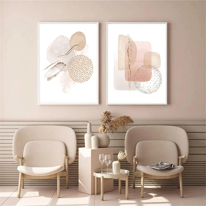 Sarah Duke 3er Abstrakt Poster Set, Aesthetic Wandbilder Beige Leinwandbilder Ohne Rahmen Wandposter