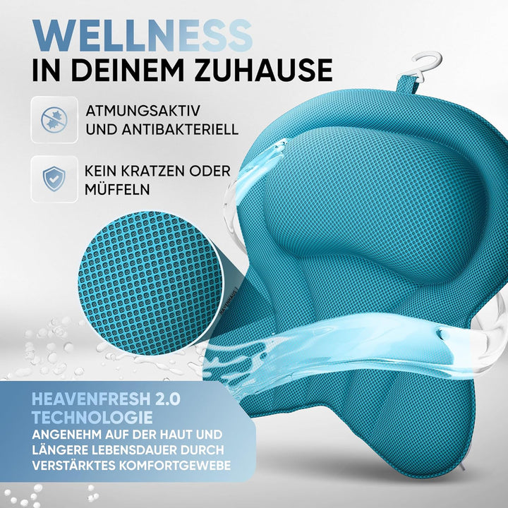 XXL Premium Badewannenkissen blau | NEU zusätzliche Polster an Schulter- &amp; Nackenbereich | Badekisse