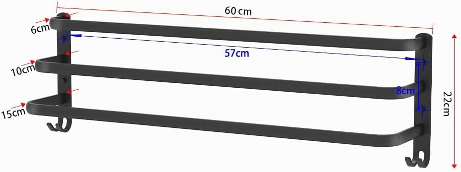 HONPHIER Bad 3 Tier Handtuchstange Aluminium Wand-handtuchhalter Wandmontage für Badezimmer Küchen T
