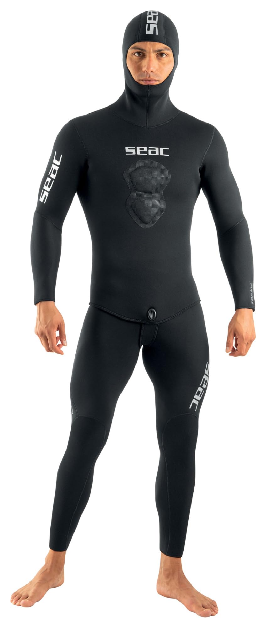 Seac Royal, 7 mm Neopren-Tauchanzug für Freitauchen, Latzhose und Kapuzenjacke 3XL Schwarz, 3XL Schw