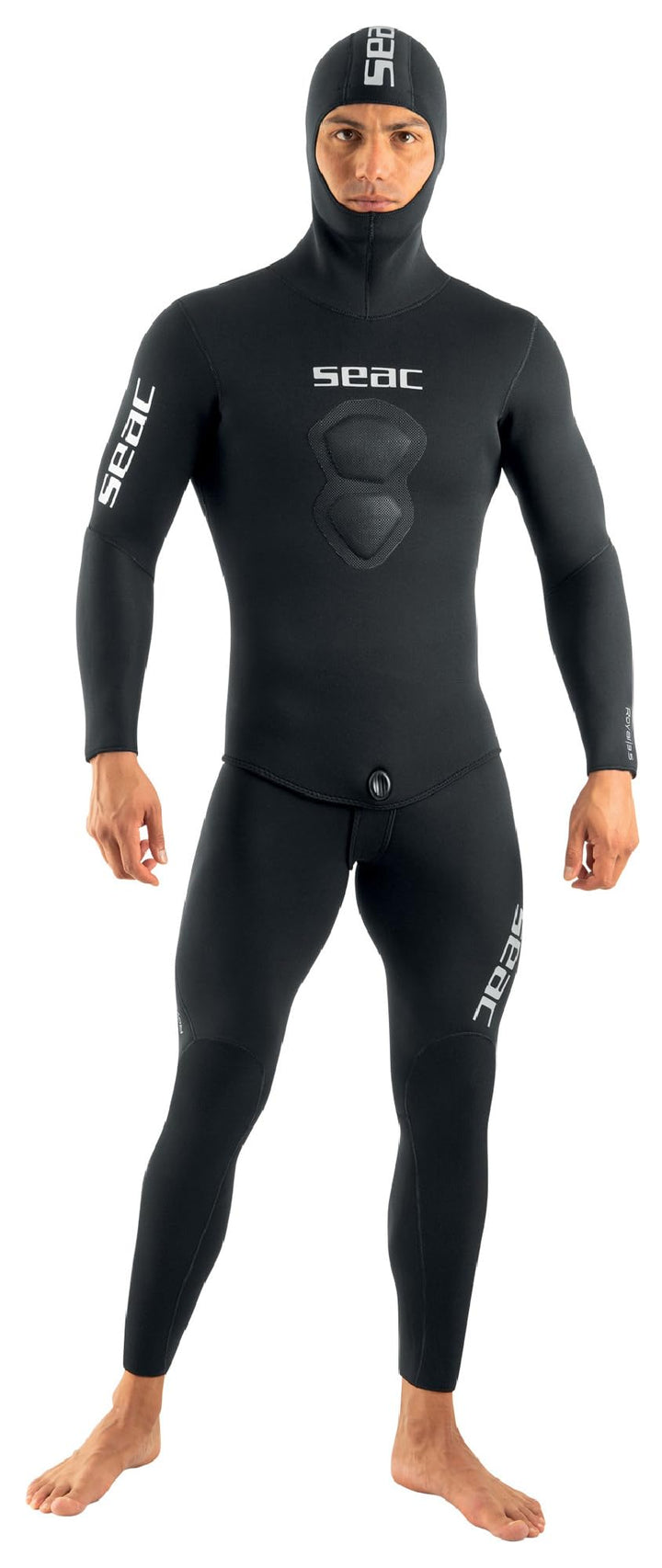 Seac Royal, 7 mm Neopren-Tauchanzug für Freitauchen, Latzhose und Kapuzenjacke 3XL Schwarz, 3XL Schw
